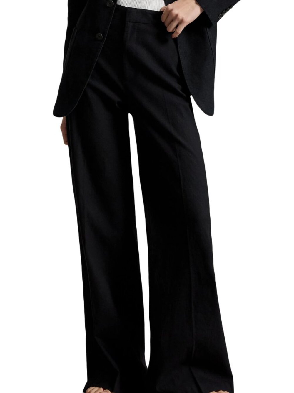 POLO RALPH LAUREN Black Linen Wide Leg Pants Trousers High Rise